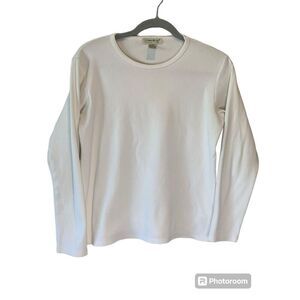 Eddie Bauer Shirt Women’s Medium White Long Sleeve Crewneck Cotton Stretch